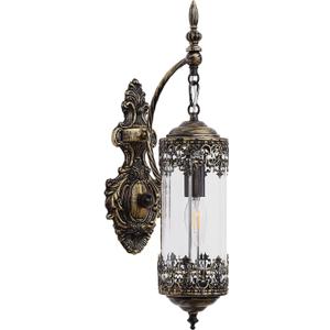 Vintage Wall Sconce with Glass Shade, Rustic Black Brushed Gold Farmhouse Wall Light Fixture, Antique Gothic Decorative Metal Wall Lamp for Hallway, Bedroom, Living Room, Entryway