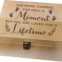 arricraft 1 Pc Wooden Memory Keepsake Box, Miscarry Memory Box with Hinged Lids for Baby Loss Memorial Gift Storage Box Keepsake to Store Photos Letters and Valuables 9.6x7.6x4inch
