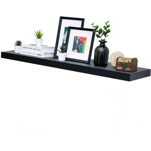 WELLAND 60 inch Black Mission Floating Shelves for Wall, Bathroom Wall Mount Shelves, Wood Modern Display Shelves, Book Shelves,for Bedroom,Living Room and Kitchen (59 7/8" x 9 1/4" x 2")