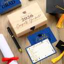 Resurhang 60 Pcs Blue Graduation Wooden Card Box 2026 Graduation Advice and Wishes Cards with Pen Class of 2026 Gifts for the Graduate Grad Party Decorations High School College