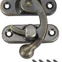 uxcell Vintage Lock Clasp Right Latch Hook Hasp 42mm x 37mm Swing Arm Latch Plated Bronze, 5 Pcs W Screws