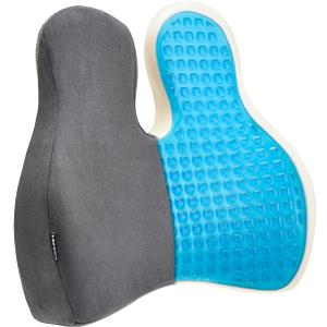 Lumbar Support Pillow for Office Chair - Memory Foam Back Cushion for Chair, Car, Couch - Lumbar Pillow Promotes Better Posture, Back Pain Relief with Adjustable Strap & Non-Slip (Standard, Gray-gel)