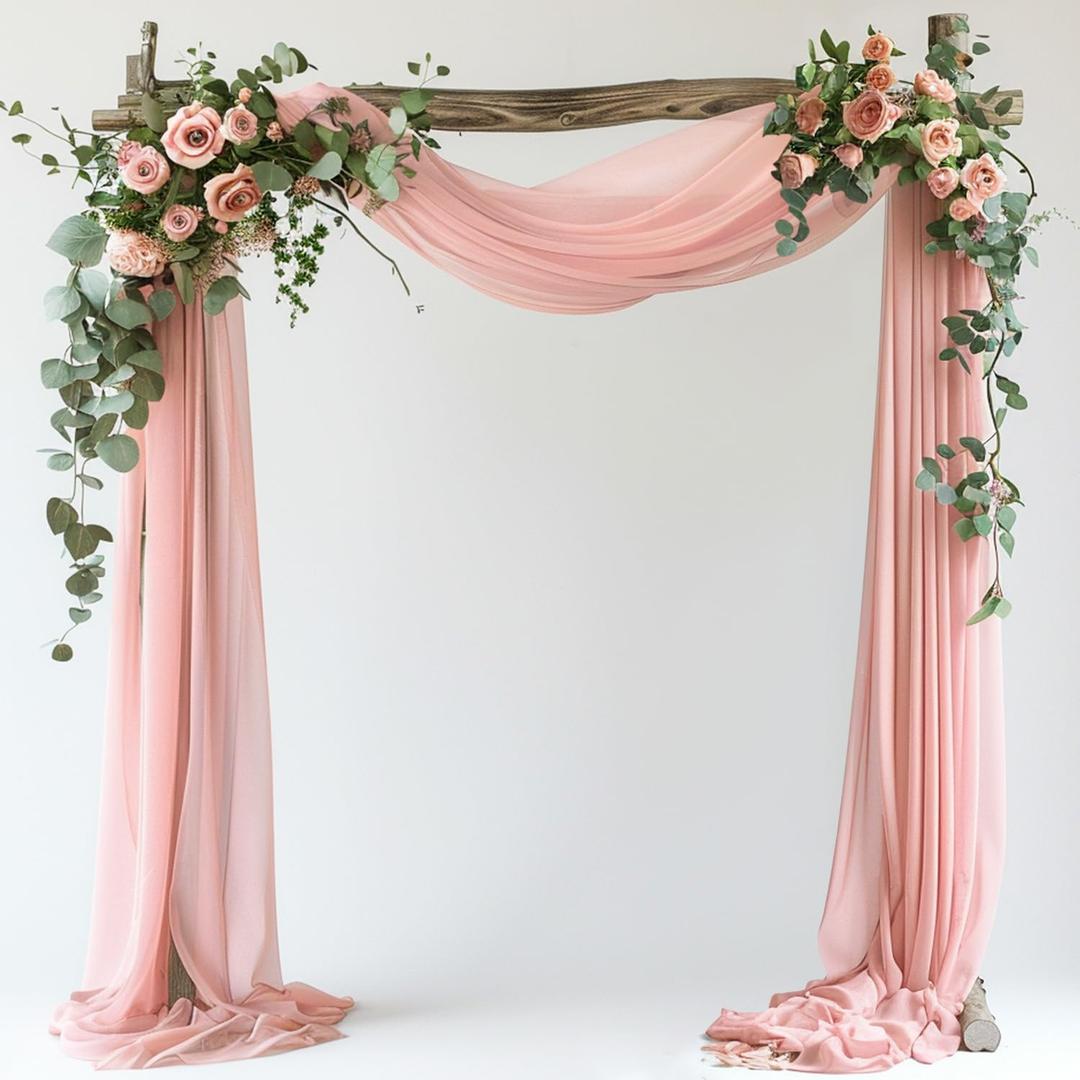 Wokceer Wedding Arch Draping Fabric 28.7" x 20FT - Blush Sheer Backdrop for Wedding Ceremony, Birthday Party, Bridal Shower Decoration (1 Panel)