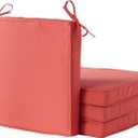 Outdoor 18 inch Square Patio Dining Chair Pads Comfortable Fiber-Filled Seat Cushions with Ties, Reversible Polyester Fabric - Coral, Set of 4