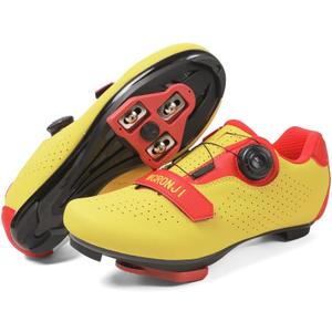 Cycling Shoes, Unisex Delta Cleats Compatible, Indoor Peloton and Outdoor Road Bike Shoes for Men and Women (Yellow, 51 EU)