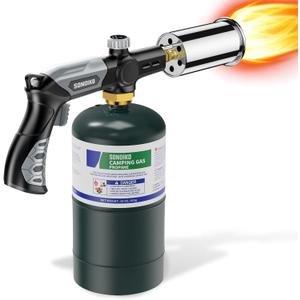 Sondiko Powerful Grill & Cooking Propane Torch L8010, Sous Vide, Campfire Starter, Adjustable Wood Torch Burner for Searing Steak, BBQ, Welding(Black, Grey) Propane Tank Not Included