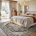 WITSHOCK Living Room Area Rugs 5x8: Washable Rug Boho Soft Non-Slip Low Pile Stain Resistant Foldable Carpet for Bedroom Playroom Dining Room Office Kitchen Farmhouse Home Decor Rug-Bitter Black