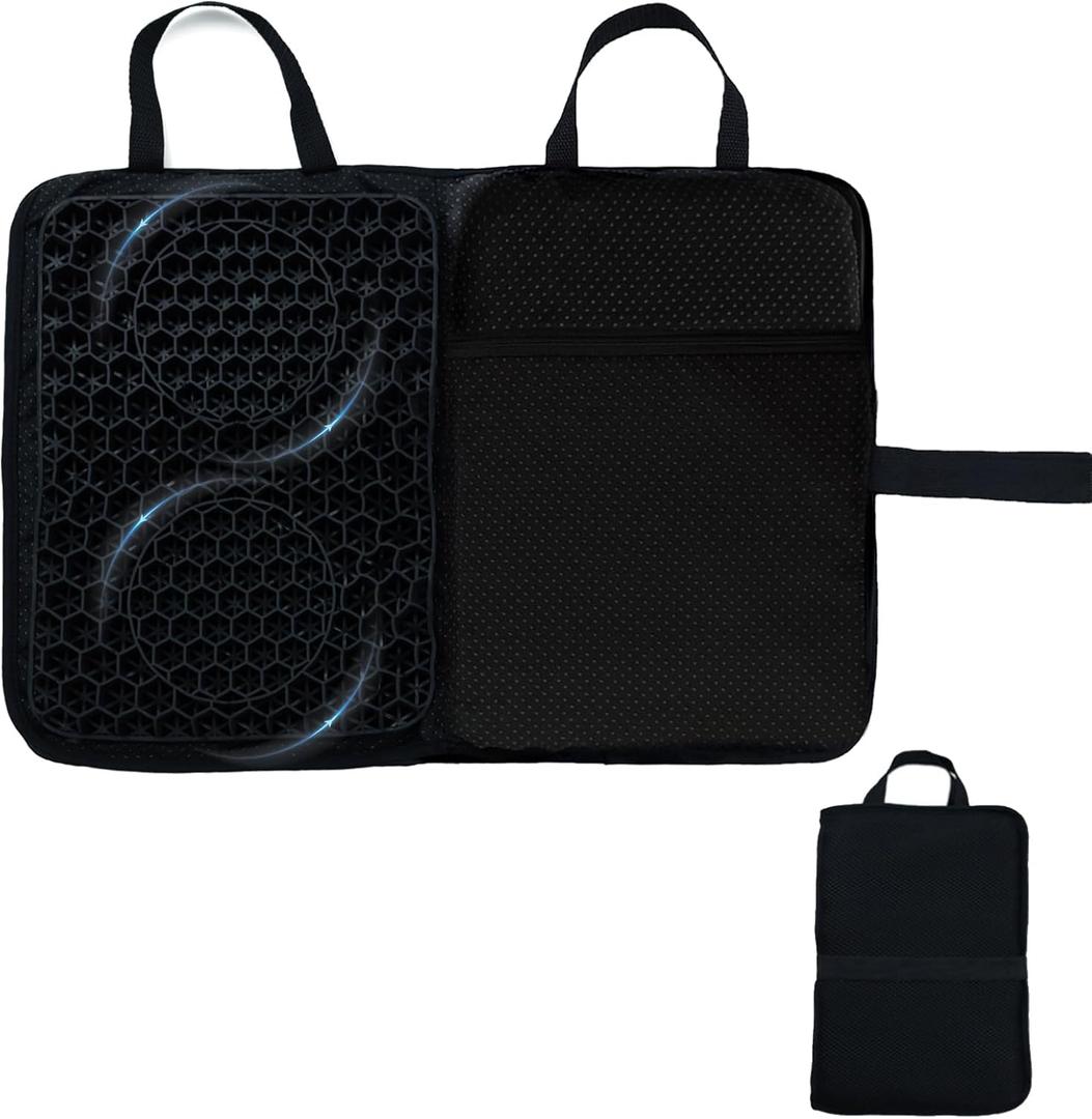 Airplane Gel Seat Cushion,18.5" Large Thick Tailbone Pain Relief Cushion, Gel Grid Design for Ultimate Seating Comfort, Foldable for Travel Stadium Camping Flights Commute