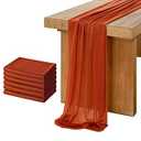 Ling's Moment 6-Pack 10ft Burnt 0range Sheer Chiffon-Like Table Runner with Silver Sparkle for Wedding Rustic Boho Shower Party Thanksgiving Day Fall Table Decor Terracotta(Burnt Ochre, Set of 6)