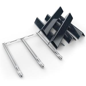 Spirit E310 Grill Parts Replacement Kit, 7636 Flavorizer Bars & 69787 Burner Tubes for Weber Spirit & Spirit II 300 Series E310 E320 E330 S310 S320 S330 (Front Control), 15.3" Heat Plates, 18" Burner