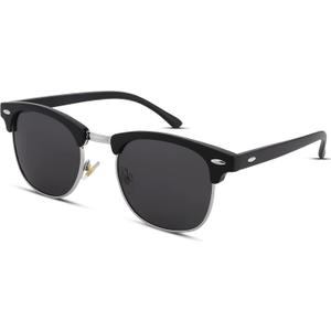 Pro Acme Semi-Rimless Polarized Sunglasses UV 400 Protection for Women Men (B2 Black/Silver Rimmed)