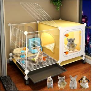 Rabbit,Guinea Pig cage with Wheels,Small Animal cage, has Food Bowl, Bed  27.6"L x 17.7"W x 17.7"H