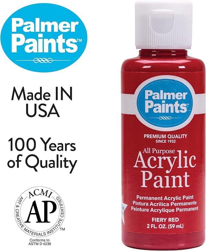 Palmer 2oz  Red Color Acrylic Paint Set, Perfect Color Selection