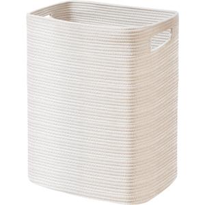 MEGASKET Large Laundry Hamper 16"x13"x22" - Tall Woven Laundry Basket, Cotton Rope Dirty Clothes Hamper, Baby Kids Nursery Wicker Laundry Basket, Bedroom Aesthetic, Soft Laundry Bin, White Hamper, 75L