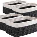 OIAHOMY 4 Pack Storage Baskets for Organizing, Small Bins for Shelves, Cute Decorative Storage Bins, Organizer Baskets for Gifts Empty, 11.8''Lx7.8''Wx4.7''H, Black/White