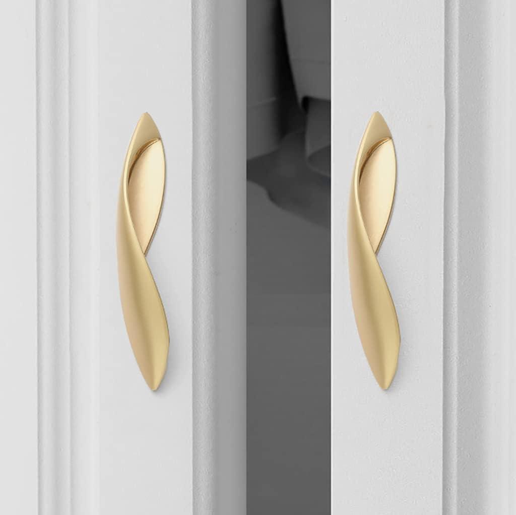 4Pcs Arcuate Pulls Handle Knob,5" C-C Large Modern Elegant Curved Handle Cabinet Pulls,Create a Spatial Aesthetic,S-Shaped Solid Zinc Alloy Drawer Pull (4 Pack, Pearl Gold, 5.0" Hole Centers)