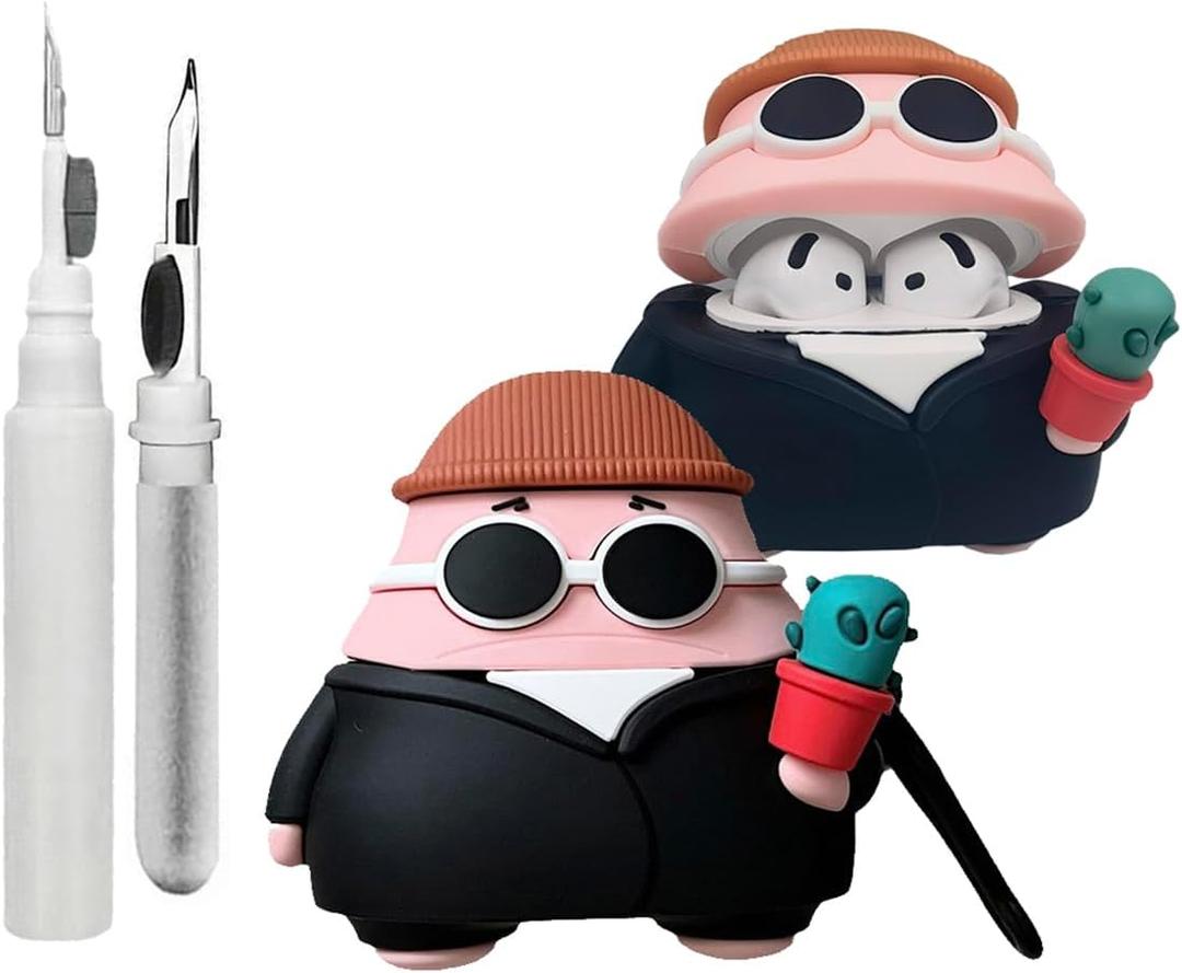 For AirPods 4 Case with Cleaner Kit,Compatible with Airpods 4th Generation Case, 3D Cartoon Cute Silicone Protective Cover for AirPods 4 Cover with Keychain for Boys Girls Women (Patrick)
