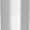 Red Lantern 6 ft. Tall Wooden Louvered Room Divider White 3 Panel