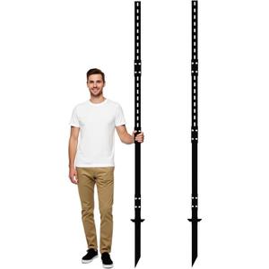 8 Ft Sign Post for Outside, Heavy Duty Yard Signs Stakes, 96 inch Metal Lawn Pole with Holes for Events, Parking, Garage, Bar, Easy Assembly,Rust-Resistant Durable DIY 2Pcs Black