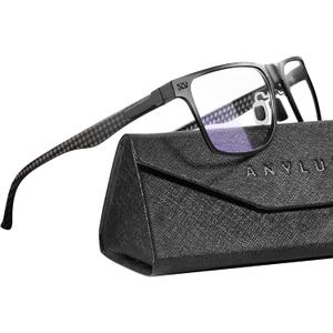 ANYLUV Blue Light Glasses Men, Upgraded Carbon Fiber Temple Gaming Computer Glasses for Men Women Anti Eye Strain Clear Lens ((Everyday Protection) 01- Black)