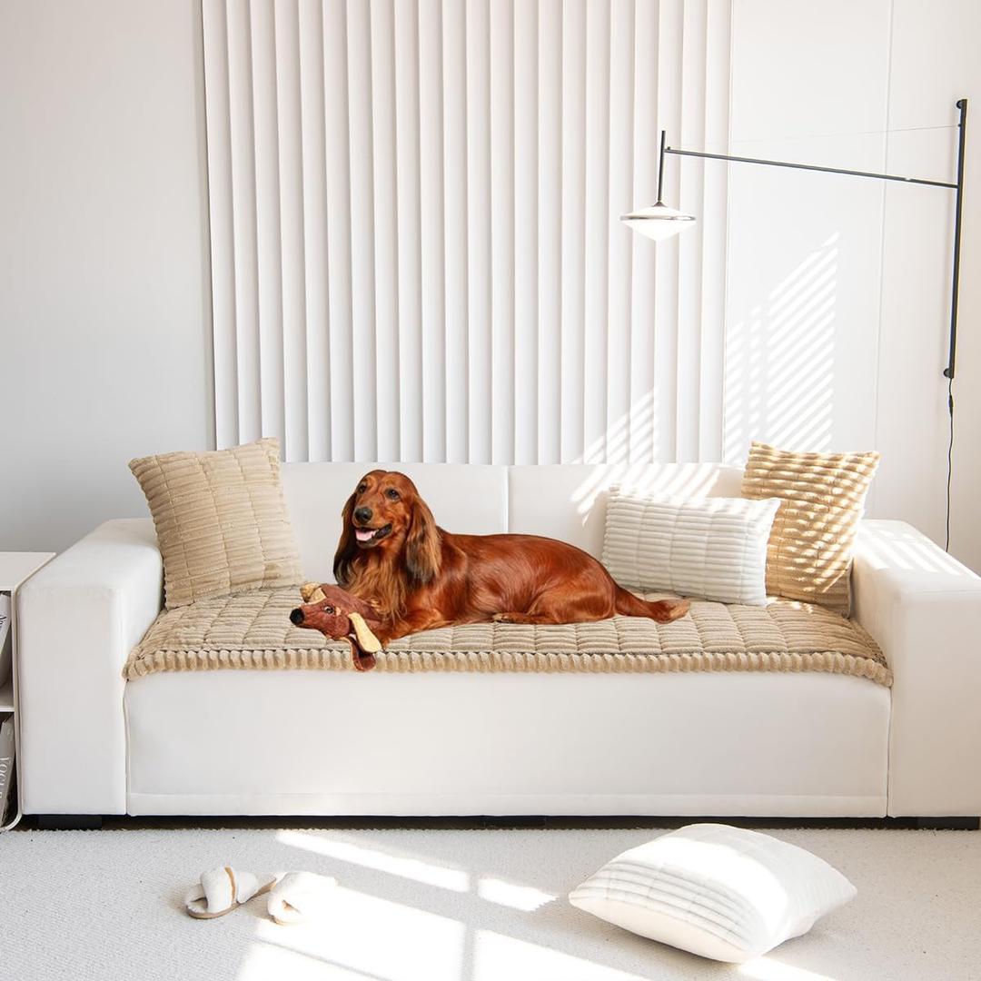 Sofa Cover Fuzzy Couch Cover for Pet, Couch Covers for Dogs Washable Non-Slip Sofa Slipcover Cushion Protector Pets Friendly Mat Bed Brown (27.6" x 59.06", Coffee)