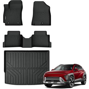 AUXKO Floor Mats Cargo Mat for Hyundai Kona Not for EV 2024-2026 | High Wall,All-Weather,All Season,Odorless,Anti Slip,Rain&Salt Resistant,TPE Material,Black,Accessories,Pet Friendly