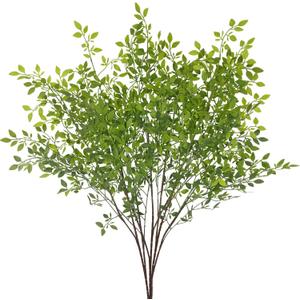 3 Pcs Faux Greenery Stems for Vase 43.3 inch Artificial Branches with Leaves Nandina Fake Plants Spring Stems for Vase Home Shop Garden Decoration