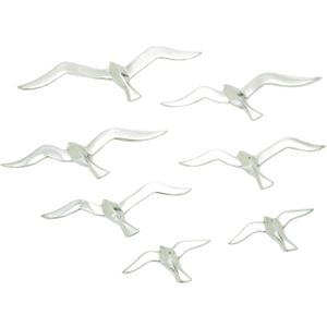 Deco 79 Aluminum Metal Bird Home Wall Decor Floating Flock of Wall Sculpture, Set of 7 Wall Art 16"W, 4"H, Silver