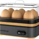Evoloop Rapid Egg Cooker Electric 6 Eggs Capacity, Soft, Medium, Hard Boiled, Poacher, Omelet Maker Egg Poacher With Auto Shut-Off, BPA Free (Black)