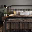 Metal Platform Bed Frame with Victorian Style Wrought Iron-Art, 76x40”, Legs 12.5”