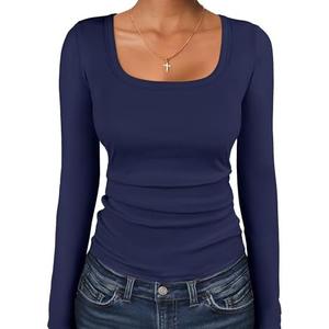 ANRABESS Women Long Sleeve Thermal Top Scoop Neck Slim Fit Fleece Shirts Basic Tee Casual 2025 Fall Winter Warm Undershirts, XL