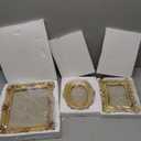 Thyle 3 Pcs Small Gold Vintage Picture Antique Resin Photo Frame Set Rectangle Ornate Antique Picture Frames for Art Tabletop Display Wall Hanging Home Decor(Gold)