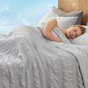 Cozy Bliss Seersucker Cooling Comforter Queen Size, Q-Max 0.45 Reversible Lightweight Cooling Blanket, Breathable Silk Smooth Summer Bedding Quilt for Hot Sleepers Night Sweats Light Grey