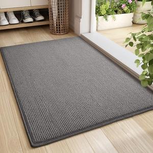 Color&Geometry Front Door Mat Indoor Entrance, 19.5"x35.5" Standard-Sized Inside Doormat for Entryway Non Slip, Dirt Trapper Absorbent Entry Rug Washable, Grey (Rolled-up NO Creases)