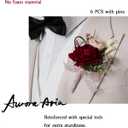 AuroraAria Red Boutonniere for Men,Set of 6,Groom Boutonniere for Wedding,Anniversary,Homecoming,Formal Dinner Party,Wedding Decor,Artificial Red Rose