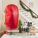 ZOBER Upright Christmas Tree Storage Bag With Drawstring Hem- Fits 9 Ft Trees - Plastic, Waterproof Christmas Tree Bag For Storage Box For Xmas - Strong, Durable Handles - Red
