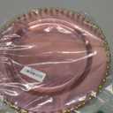 PLASTICPRO Translucent Pink with Gold Rim Plastic Charger Plates with Beaded Edge Pack of 4 13" Elegant Round Disposable Chargers for Weddings, Events, Parties, and Dinners