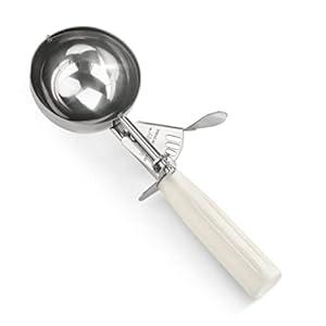 New Star Foodservice 34745 Commercial-Grade Thumb Press Food Disher/ Ice Cream Scoop, 18/ 8 Stainless Steel, 4.67 oz, Size 6, White