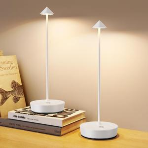2Pack Cordless Table Lamp Rechargeable, Portable Outdoor LED Table Lamp Waterproof 6000mAh Battery Desk Lamp, 3 Color Stepless Dimming Table Light for Restaurant/Bedroom/Bar/Outdoor Party