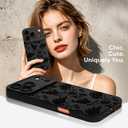 3 x ZZDWLDHA Compatible for iPhone 17 Pro Case, Cute Aesthetic Floral with Black Design Full Camera Lens Shockproof Protection Anti-Scratch Anti-Drop Stylish Case for All People