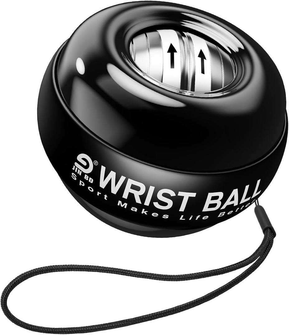 JIN BD Wrist Trainer Ball Auto-Start Gyroscopic Forearm Exerciser Gyro Ball for Strengthen Arms, Fingers, Grip and Muscles (Black Diamond (No Light))
