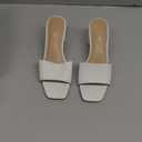 PIZZ ANNU Women's Square Open Toe Heels Sandals Low Block Chunky Heeled Sandal Slip on Mules Comfortable Heel Dress Pumps Shoes, Off White, Size: 8