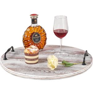 Wooden Lazy Susan for Table Turntable Organizer 18 Inch Large Lazy Susan Vintage Brown Wood Tray for Pantry Cabinet Countertop Serving Tray Round Spins Balanced Spice Rack for Kitchen Dining Room