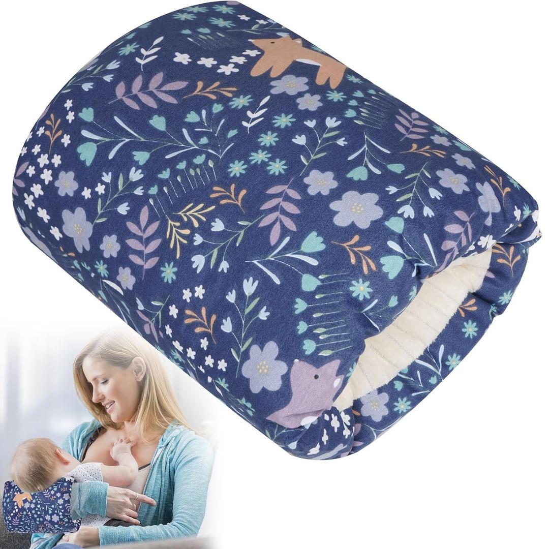 Baby Feeding Arm Pillow,Soft Cotton Bottle Nursing Arm Pillows for Newborn,Breastfeeding Pillows for More Support for Mom and Baby,Portable and Washable,Ergonomic Nursing Essentials (Blue Forest)