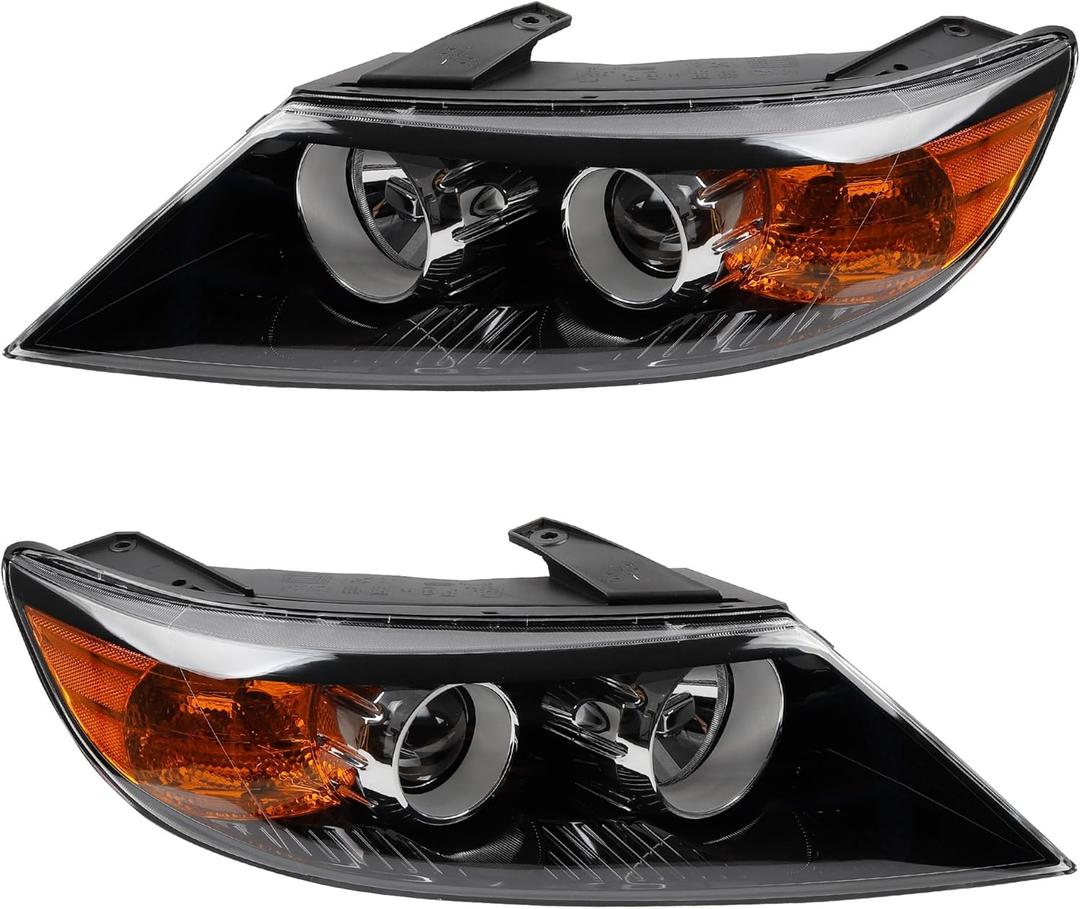 Dasbecan Halogen Headlights Compatible With 2011-2013 Kia Sorento Left & Right Side Black Housing Clear Lens Headlight Assembly Replaces# 921021U200 921011U200 KI2502143 KI2503143(Left + Right)