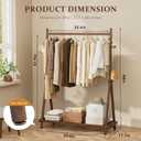 Solid Wood Clothes Rack,Freestanding Garment Rack & Coat Tree,Extra-Long 39.38" Hanging Rod, Double Storage Shelves for Bedroom, Entryway, Hallway