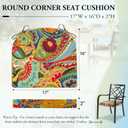 Wellsin Outdoor Chair Cushions for Patio Furniture - Patio Chair Cushions Set of 4 - Water Resistant Round Corner Outdoor Seat Cushions 17"X16"X2", Flower