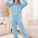 Flygo Girls Fleece Jumpsuits Fuzzy Hooded Rompers Kids Zip up Onesie Romper Costume Warm Winter Clothes 5-14 Years (Blue, L)