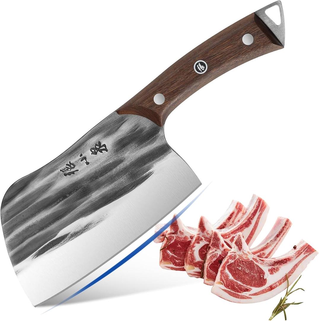 ZHANG XIAO QUAN Heavy Duty Butcher Knife, 40Cr13 Stainless Steel Chinese Cleaver Knife for Cutting Bones