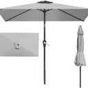 Patio Kingdom 6.5' x 10' Rectangular Patio Umbrella Large Outdoor Market Umbrella w/UV Protection, Push Button Tilt and Crank Lift, Rectangle Table Umbrella for Garden, Deck, Pool, Patio, Light Gray